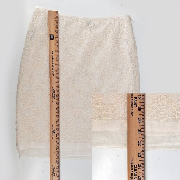 Marianne Kooimans Ivory Silk Layered Pencil Skirt Hand Loomed Textured Midi 2 M - Picture 12 of 12